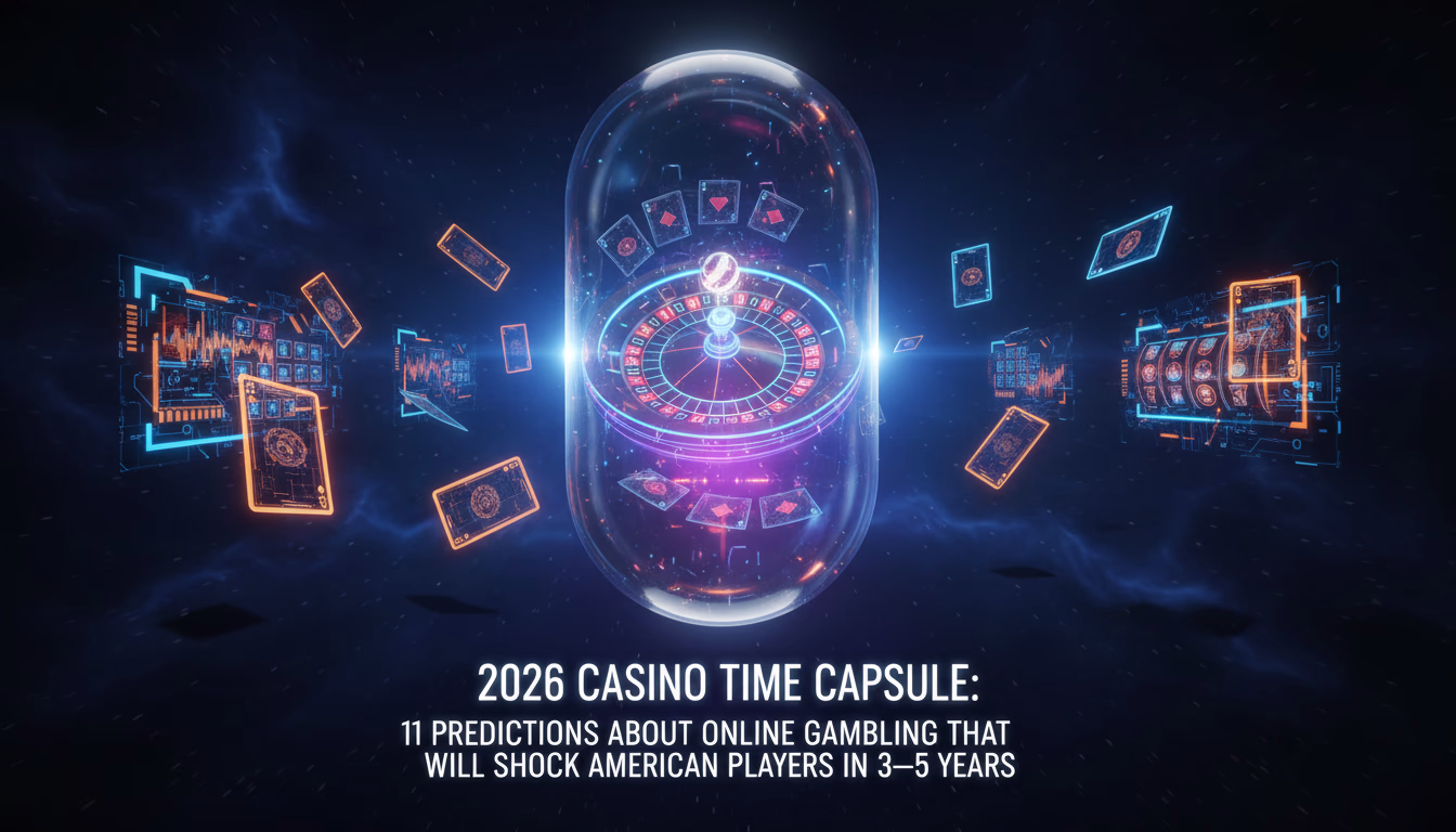 Futuristic glowing casino time capsule